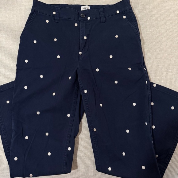 J. Crew Navy Polka Dot Chino Vintage Straight Capri Ankle Pants Size 26 - Picture 4 of 5